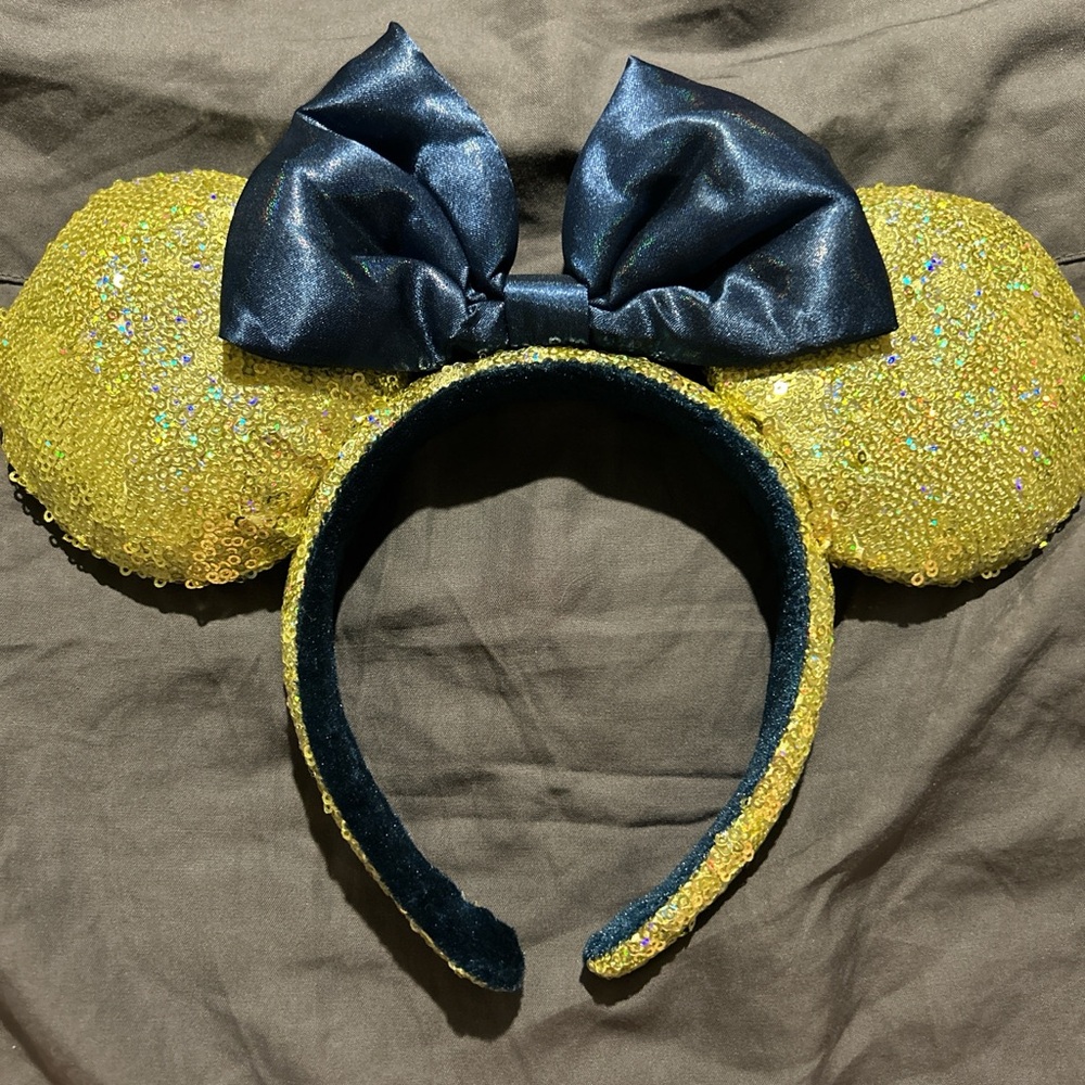 Disney Gold Sequin Ears with Black Satin Bow
